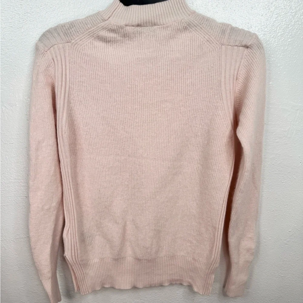 Ted Baker London Sweater Womens Size 0 Pink Ribbed Mock Neck Pullover Knit FLAW